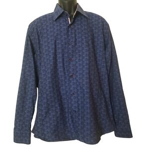 Maceoo Dark Navy Blue Designer Shirt Size XL